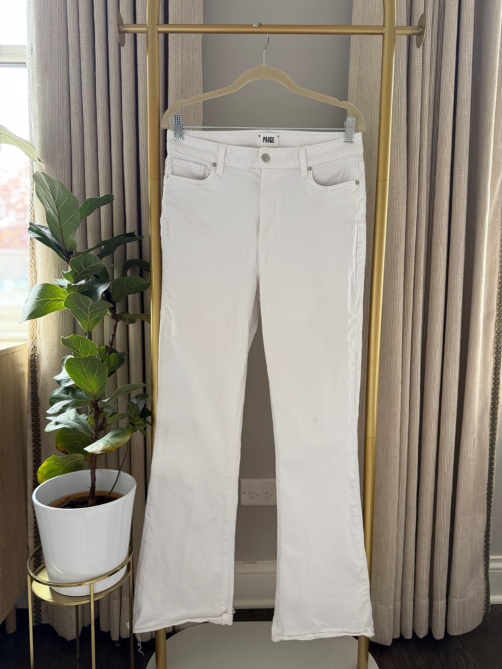 PAIGE White High-Rise Flare Jeans